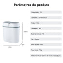 Lixeira CleanTouch Inteligente 12L Sem Toque, Antiodor